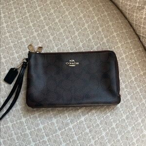 Coach Dark Brown Leather Wristlet